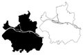 Regensburg City Federal Republic of Germany, Bavaria map vector illustration, scribble sketch City of Regensburg map