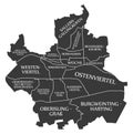 Regensburg City Map Germany DE labelled black illustration