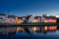 Regensburg cityscape during blue hour