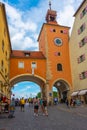 Regensburg, Germany, August 13, 2022: View of Bruckturm in the o Royalty Free Stock Photo