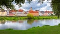 Regensburg. View of the old city embankment along the Danube. Royalty Free Stock Photo