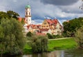 Regensburg. View of the old city embankment along the Danube. Royalty Free Stock Photo