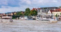 Regensburg. View of the old city embankment along the Danube. Royalty Free Stock Photo