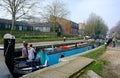 Canal boats in Lock. Regents Canal. London