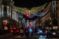 REGENT STREET, LONDON, ENGLAND- 14 November 2021: Regent Street Christmas Lights 2021 Royalty Free Stock Photo