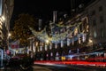 REGENT STREET, LONDON, ENGLAND- 14 November 2021: Regent Street Christmas lights 2021 Royalty Free Stock Photo