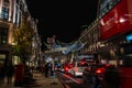 REGENT STREET, LONDON, ENGLAND- 14 November 2021: Regent Street Christmas lights 2021 Royalty Free Stock Photo