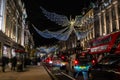 REGENT STREET, LONDON, ENGLAND- 14 November 2021: Regent Street Christmas lights 2021 Royalty Free Stock Photo