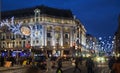 Regent street. London gets Christmas decoration. Streets beautifully lit up with lights, London