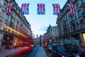 Regent Street in London, UK, at night Royalty Free Stock Photo