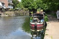 Regents Canal Narrow boats moorings in Mile End, London Royalty Free Stock Photo