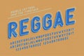 Reggae condensed display font popart design, alphabet, letters