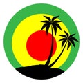 Reggae emblem with black pulms silhouette