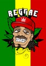 Reggae head jamaica vector illustration