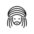 Black line icon for Reggae, rastafarian and jamaica