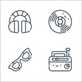 Reggae line icons. linear set. quality vector line set such as old radio, sunglasses, vinyl record