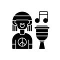 Reggae music black glyph icon