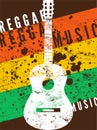 Reggae music poster. Retro typographical grunge vector illustration. Royalty Free Stock Photo