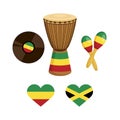 Music instruments with rasta flag icon vector