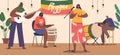Reggae Musicians On Stage Exude Vibrant Energy With Their Rhythmic Movements And Soulful Vocals, Vector Illustration