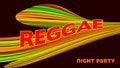 Reggae night party flyer template with curved abstraction. Vector graphics