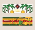 Reggae party invitation, vector illustration. Jamaican style music festival announcement. Colorful flat design banners