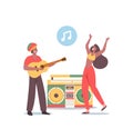 Reggae Party, Rasta People Having Fun, Music Festival. Hippie Male and Female Characters in Jamaica Costumes Dance Royalty Free Stock Photo