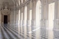 Reggia di Venaria Reale, Italy - corridor perspective, luxury marble, gallery and windows - Royal palace