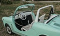 Reggio Emilia, Italy : 2021-08-10 Autobianchi Bianchina Spiaggina beautiful restored turquoise vintage car