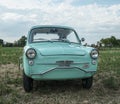 Reggio Emilia, Italy : 2021-08-10 Autobianchi Bianchina Spiaggina beautiful restored turquoise vintage car