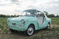 Reggio Emilia, Italy : 2021-08-10 Autobianchi Bianchina Spiaggina beautiful restored turquoise vintage car