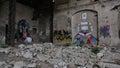 Reggio Emilia , Italy : 2019 08 02 Officine Reggiane an abandoned area undergoing redevelopment with graffiti and rubble