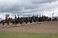 Regiment of female police officers on horseback. Demonstration o