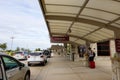 Regional airport dropoff and pick up area on a sunny summer day