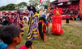Regional arts performance at the healthy walking festival, Muntok City during the day in Muntok