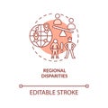 Regional disparities red concept icon