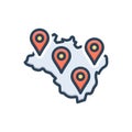 Color illustration icon for Regional, territorial and location