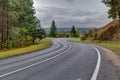 The regional road in a autumn season