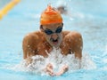 Regional swimming team training session breaststroke style