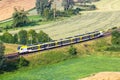 Regional train from bwegt operated by GoAhead on the Filstalbahn in Lonsee, Germany Royalty Free Stock Photo