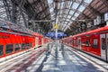 Regional trains of DB Deutsche Bahn at main railway station public transport in Frankfurt, Germany Royalty Free Stock Photo