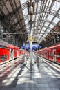 Regional trains of DB Deutsche Bahn at main railway station public transport in Frankfurt, Germany Royalty Free Stock Photo