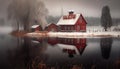 Regionalism in Winter: A Serene Portrait of a Red Barn in a Snowy Field