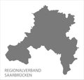 Regionalverband Saarbruecken grey county map of Saarland Germany DE