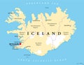 Regions of Iceland, Nordic island country, political map