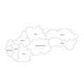 Regions of Slovakia. Map of regional country administrative divisions. Colorful vector illustration