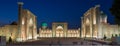 The Registan at night in Samarkand, Uzbekistan Royalty Free Stock Photo