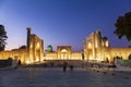 Registan square with evening lighting, Samarkand,