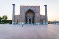 The Registan square in Samarkand, Uzbekistan, with unidentifiable tourists. Royalty Free Stock Photo