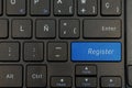 Register CloseUp in blue of black Keyboard Royalty Free Stock Photo